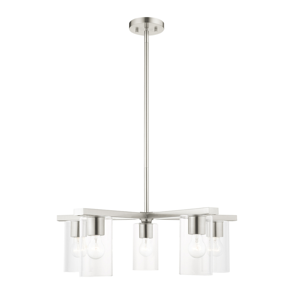 5 Lt Brushed Nickel Chandelier : 1U6YL | Foresight Lighting & Design