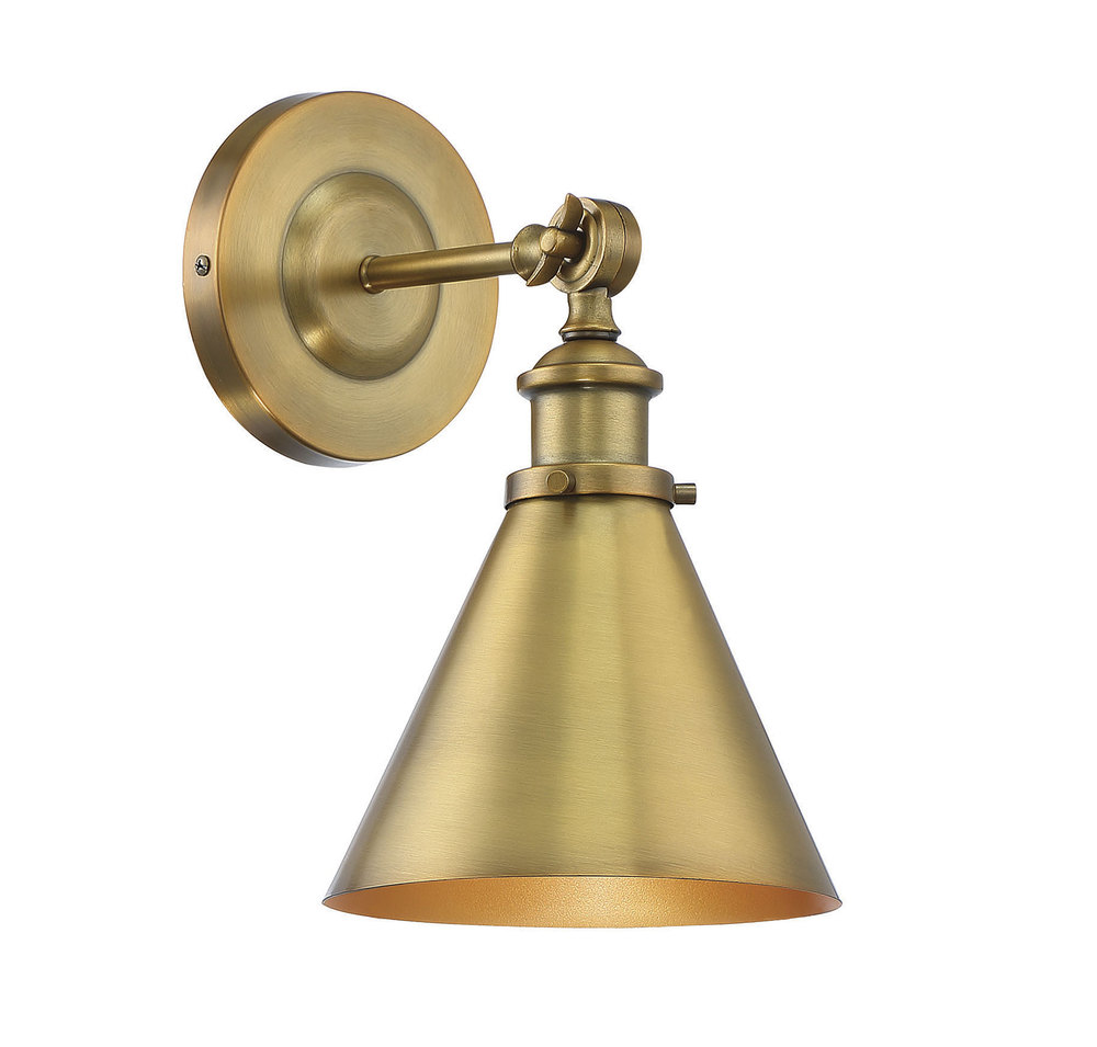 Glenn 1 Light Warm Brass Wall Sconce : 1QNWV | Foresight ... on Brass Sconce Light id=33164