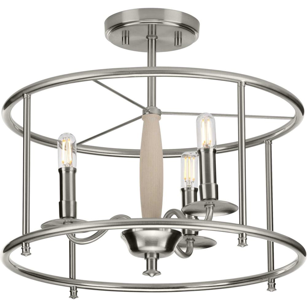 Durrell Collection Brushed Nickel Semi-Flush Convertible