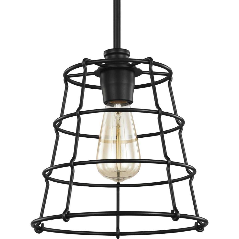 Chambers Collection One-Light Matte Black Farmhouse Pendant Light