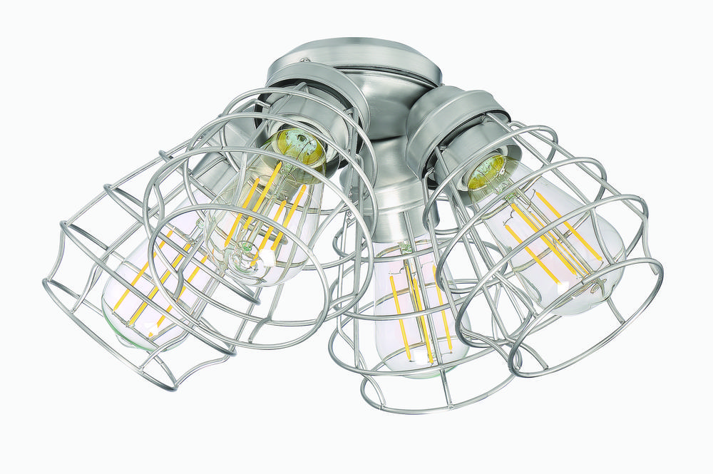 4 Light Cage Light Kit in Brushed Polished Nickel