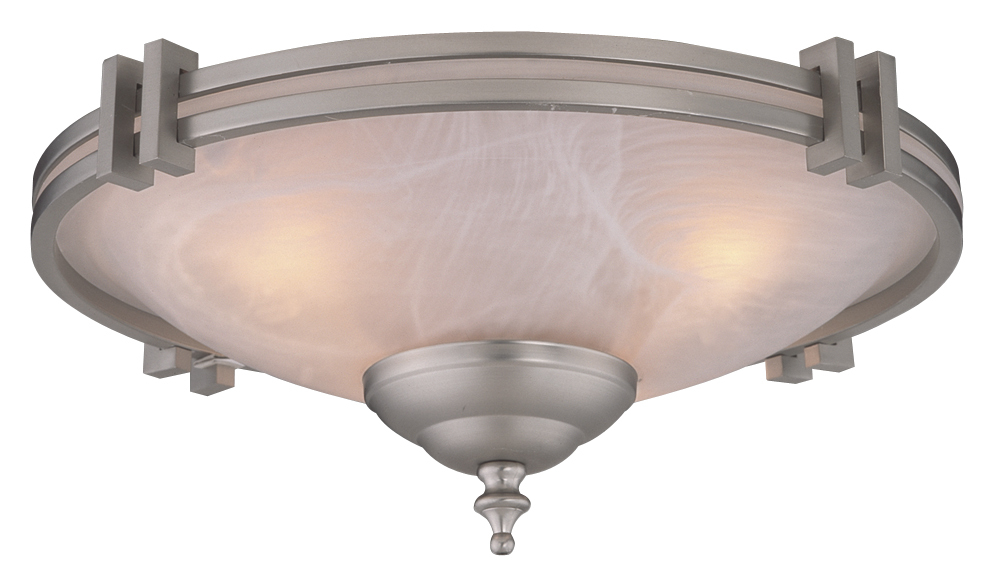 2 Light Bowl Fan Light Kit in Brushed Satin Nickel with Alabaster Glass