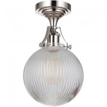 Craftmade X8326-PLN-C - State House 1 Light Clear Ribbed Globe Semi Flush in Polished Nickel