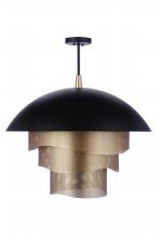 Craftmade P1011FBMG-LED - 31.25” Dia Sculptural Statement Dome Pendant w/ Perforated Metal Shades in Flat Black/Matte Gold