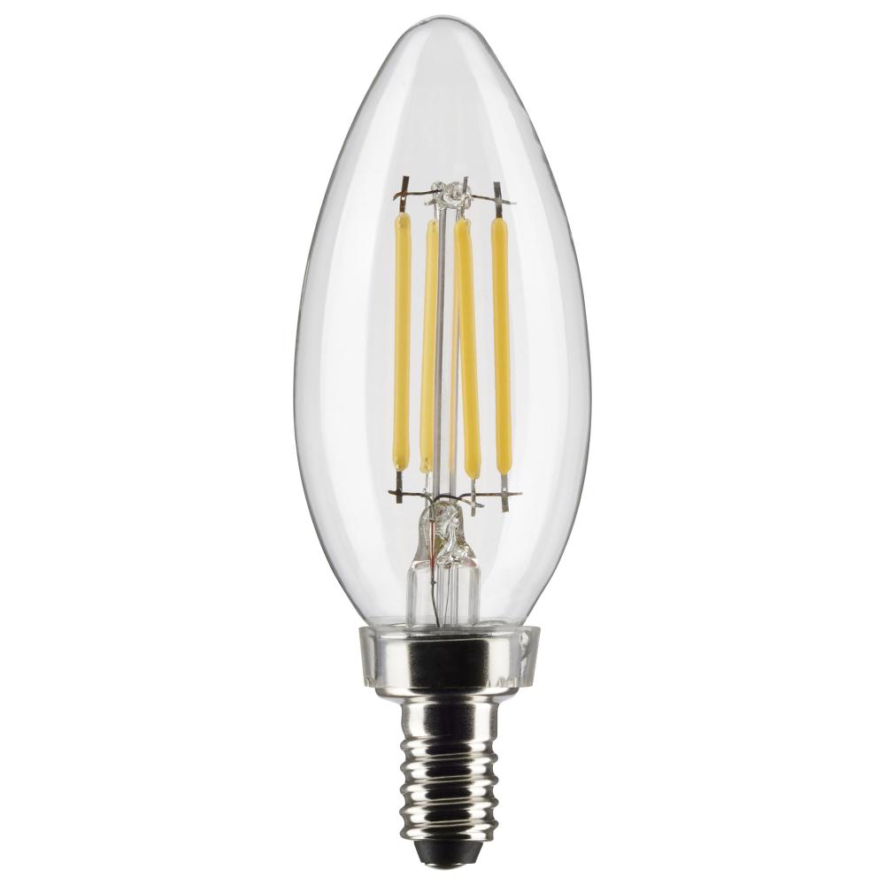 4 Watt B11 LED; Clear; Candelabra base; 90 CRI; 4000K; 120 Volt