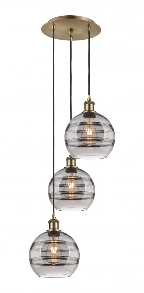 Rochester - 3 Light - 15 inch - Antique Brass - Cord hung - Multi Pendant