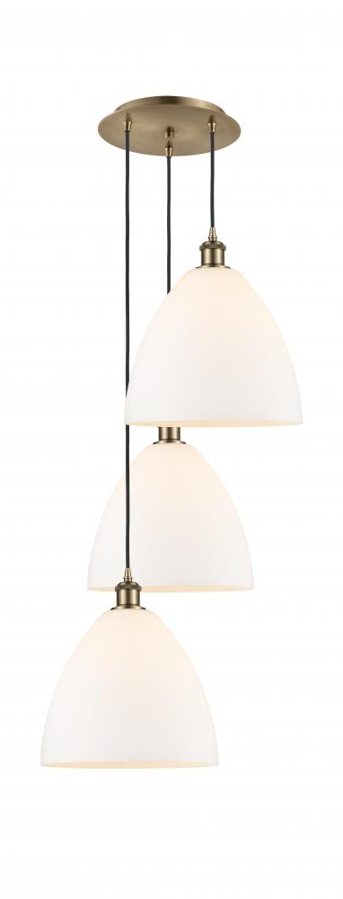 Bristol - 3 Light - 19 inch - Antique Brass - Cord Hung - Multi Pendant