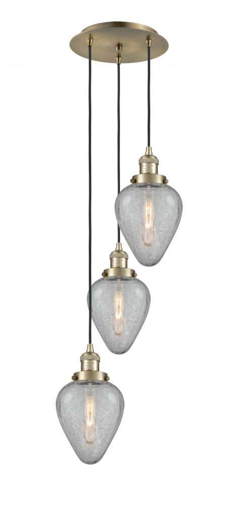 Geneseo - 3 Light - 13 inch - Antique Brass - Cord hung - Multi Pendant