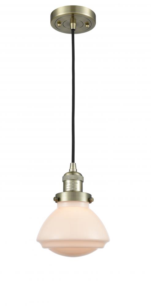 Olean - 1 Light - 7 inch - Antique Brass - Cord hung - Mini Pendant