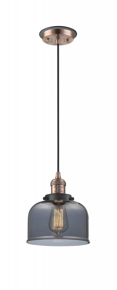 Bell - 1 Light - 8 inch - Antique Copper - Cord hung - Mini Pendant