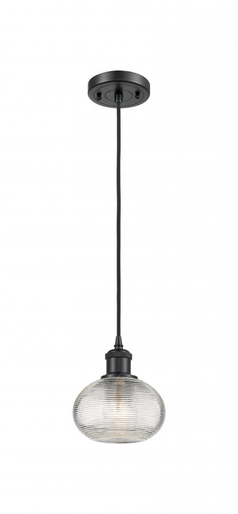 Ithaca - 1 Light - 6 inch - Matte Black - Cord hung - Mini Pendant