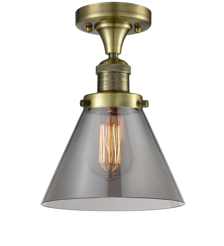 Cone - 1 Light - 8 inch - Antique Brass - Semi-Flush Mount