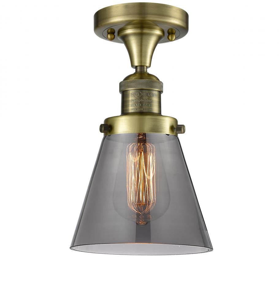 Cone - 1 Light - 7 inch - Antique Brass - Semi-Flush Mount