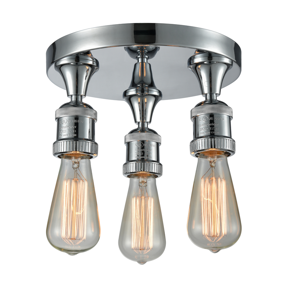 Bare Bulb 3 Light Flush Mount