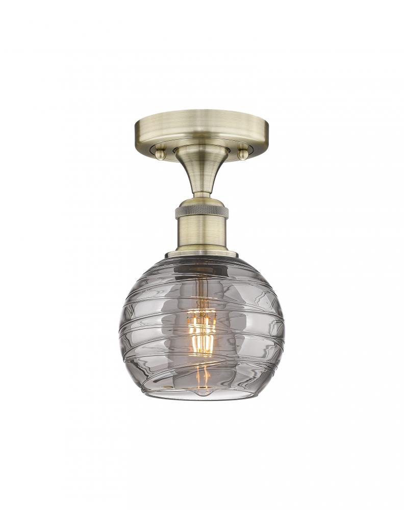 Athens Deco Swirl - 1 Light - 6 inch - Antique Brass - Semi-Flush Mount