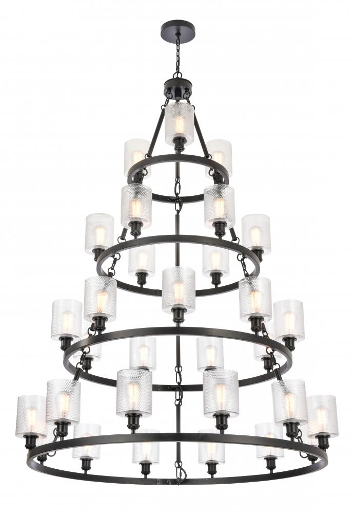 Cobbleskill - 30 Light - 50 inch - Matte Black - Chain Hung - Chandelier