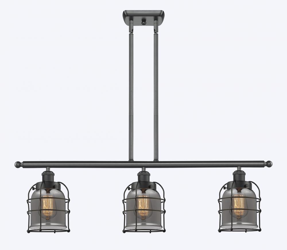 Bell Cage - 3 Light - 36 inch - Matte Black - Stem Hung - Island Light