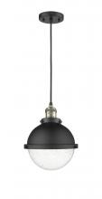 Innovations Lighting 201C-BAB-HFS-84-BK-LED - Hampden - 1 Light - 9 inch - Black Antique Brass - Cord hung - Mini Pendant