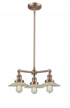 Innovations Lighting 207-AC-G2-LED - Halophane - 3 Light - 22 inch - Antique Copper - Stem Hung - Chandelier