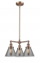 Innovations Lighting 207-AC-G43-LED - Cone - 3 Light - 22 inch - Antique Copper - Stem Hung - Chandelier