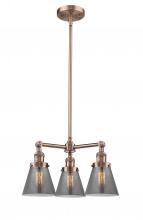 Innovations Lighting 207-AC-G63-LED - Cone - 3 Light - 19 inch - Antique Copper - Stem Hung - Chandelier