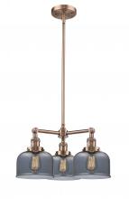 Innovations Lighting 207-AC-G73-LED - Bell - 3 Light - 22 inch - Antique Copper - Stem Hung - Chandelier