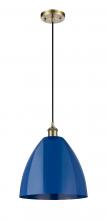 Innovations Lighting 516-1P-AB-MBD-12-BL-LED - Plymouth - 1 Light - 12 inch - Antique Brass - Cord hung - Mini Pendant