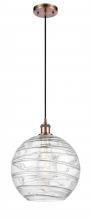 Innovations Lighting 516-1P-AC-G1213-12-LED - Athens Deco Swirl - 1 Light - 12 inch - Antique Copper - Cord hung - Mini Pendant