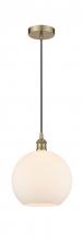 Innovations Lighting 616-1P-AB-G121-10-LED - Athens - 1 Light - 10 inch - Antique Brass - Cord hung - Mini Pendant