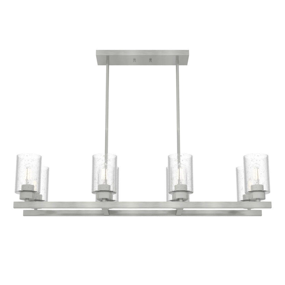 Hunter Hartland Brushed Nickel with Seeded Glass 8 Light Chandelier Ceiling Light Fixture