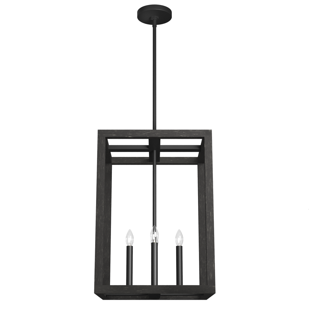 Hunter Squire Manor Matte Black and Dark Ash 4 Light Pendant Ceiling Light Fixture