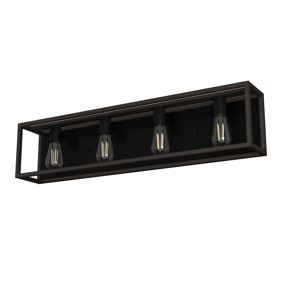 Hunter Squire Manor Matte Black and Dark Ash 4 Light Bathroom Vanity Wall Light Fixture