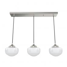 Hunter 19496 - Hunter Saddle Creek Brushed Nickel with Cased White Glass 3 Light Pendant Cluster Ceiling Light