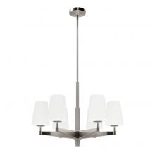 Hunter 19875 - Hunter Nolita Brushed Nickel with Cased White Glass 6 Light Chandelier Ceiling Light Fixture