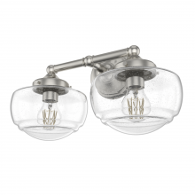 Hunter 19507 - Hunter Saddle Creek Brushed Nickel with Seeded Glass 2 Light Bathroom Vanity Wall Light Fixture