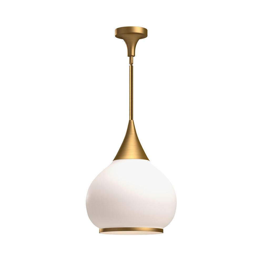 Hazel 14-in Aged Gold/Opal Matte Glass 1 Light Pendant