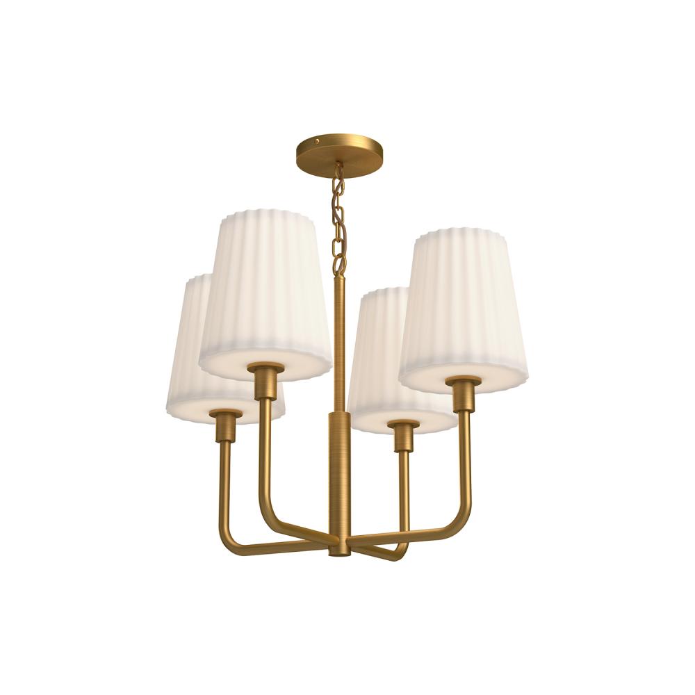 Plisse 23-in Aged Gold/Opal Matte Glass 4 Lights Chandeliers