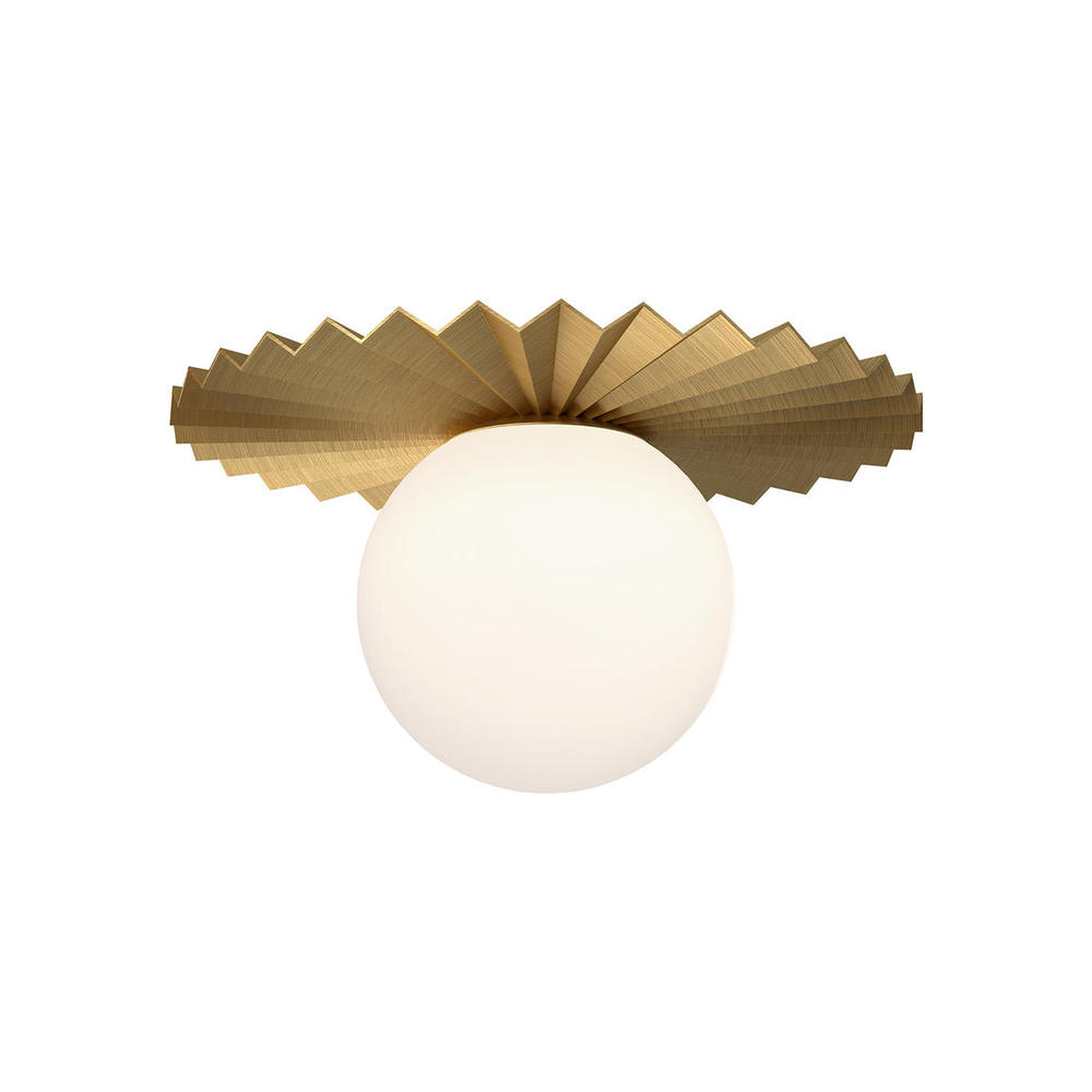 Plume 12-in Brushed Gold/Opal Matte Glass 1 Light Flush Mount