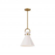 Alora Lighting PD412511AGGO - Emerson 11-in Aged Gold/Glossy Opal Glass 1 Light Pendant