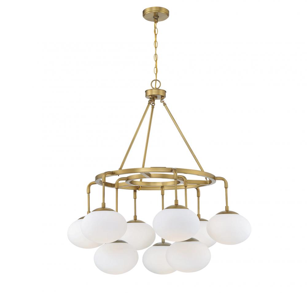 9-Light Chandelier in Natural Brass