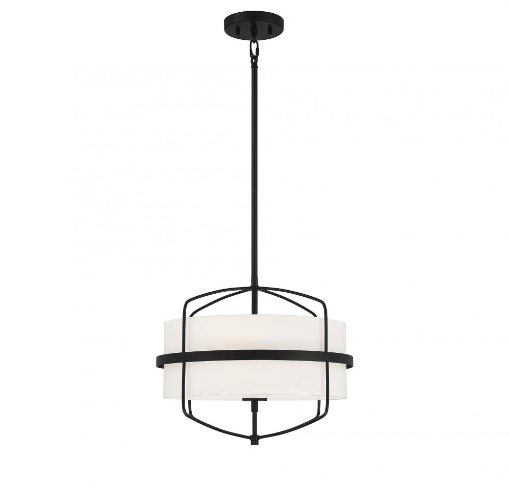 3-Light Pendant in Matte Black