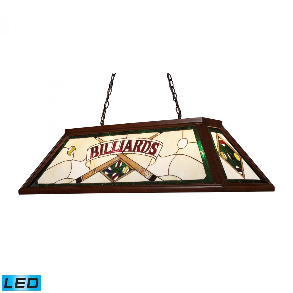 Four Light Dark Mahogany Wood Pool Table Light